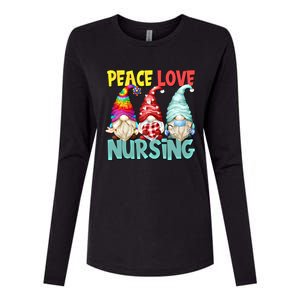 Funny New Nurse And Hippie Gnome Peace Love Nursing Great Gift Womens Cotton Relaxed Long Sleeve T-Shirt