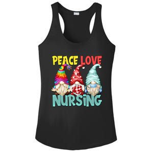 Funny New Nurse And Hippie Gnome Peace Love Nursing Great Gift Ladies PosiCharge Competitor Racerback Tank