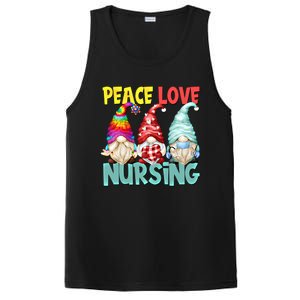 Funny New Nurse And Hippie Gnome Peace Love Nursing Great Gift PosiCharge Competitor Tank