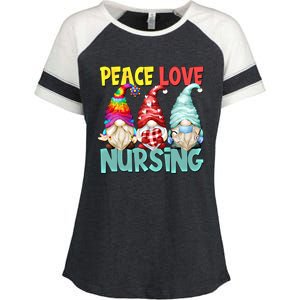 Funny New Nurse And Hippie Gnome Peace Love Nursing Great Gift Enza Ladies Jersey Colorblock Tee