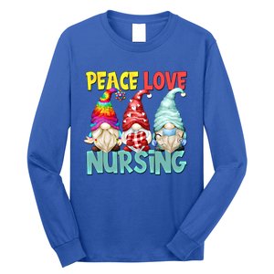 Funny New Nurse And Hippie Gnome Peace Love Nursing Great Gift Long Sleeve Shirt