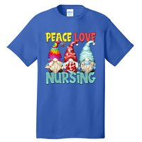 Funny New Nurse And Hippie Gnome Peace Love Nursing Great Gift Tall T-Shirt