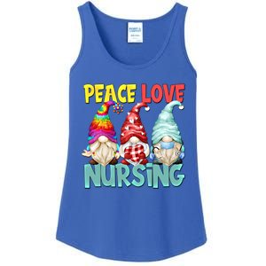 Funny New Nurse And Hippie Gnome Peace Love Nursing Great Gift Ladies Essential Tank