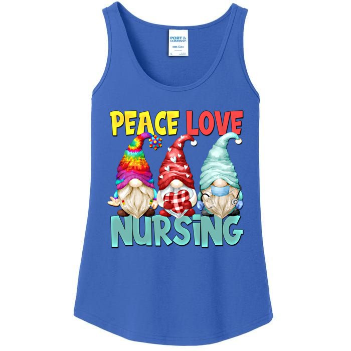 Funny New Nurse And Hippie Gnome Peace Love Nursing Great Gift Ladies Essential Tank