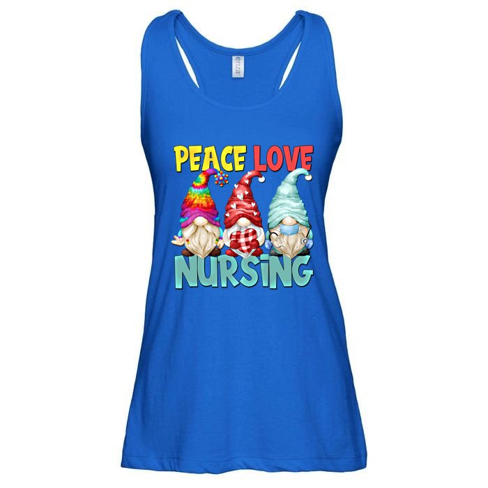 Funny New Nurse And Hippie Gnome Peace Love Nursing Great Gift Ladies Essential Flowy Tank