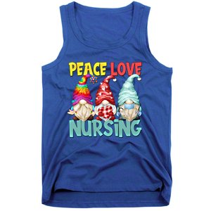 Funny New Nurse And Hippie Gnome Peace Love Nursing Great Gift Tank Top