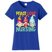 Funny New Nurse And Hippie Gnome Peace Love Nursing Great Gift Women's T-Shirt