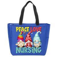 Funny New Nurse And Hippie Gnome Peace Love Nursing Great Gift Zip Tote Bag