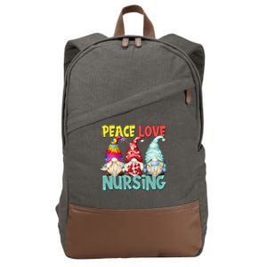 Funny New Nurse And Hippie Gnome Peace Love Nursing Great Gift Cotton Canvas Backpack