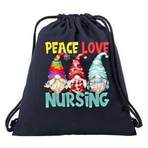 Funny New Nurse And Hippie Gnome Peace Love Nursing Great Gift Drawstring Bag