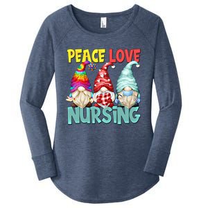 Funny New Nurse And Hippie Gnome Peace Love Nursing Great Gift Women's Perfect Tri Tunic Long Sleeve Shirt