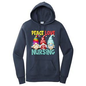 Funny New Nurse And Hippie Gnome Peace Love Nursing Great Gift Women's Pullover Hoodie