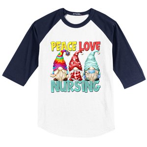 Funny New Nurse And Hippie Gnome Peace Love Nursing Great Gift Baseball Sleeve Shirt