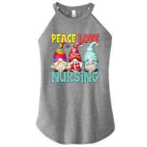 Funny New Nurse And Hippie Gnome Peace Love Nursing Great Gift Women's Perfect Tri Rocker Tank