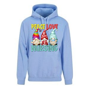 Funny New Nurse And Hippie Gnome Peace Love Nursing Great Gift Unisex Surf Hoodie