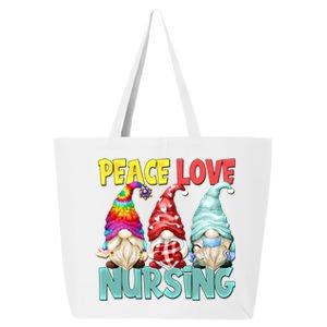 Funny New Nurse And Hippie Gnome Peace Love Nursing Great Gift 25L Jumbo Tote