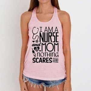 Funny Nursing Nurse And A Mom Nothing Scares Me Gift Women's Knotted Racerback Tank