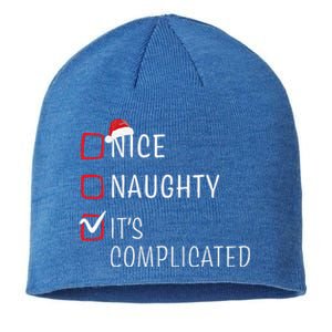 Funny Naughty Nice Christmas Family Pajama Sustainable Beanie