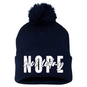 Funny NOPE Not Today Pom Pom 12in Knit Beanie