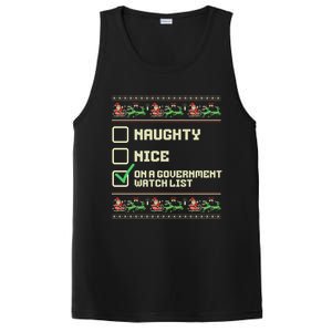 Funny Naughty Nice On A Governt Watch List Christmas Xmas Cute Gift PosiCharge Competitor Tank