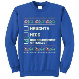 Funny Naughty Nice On A Governt Watch List Christmas Xmas Cute Gift Sweatshirt