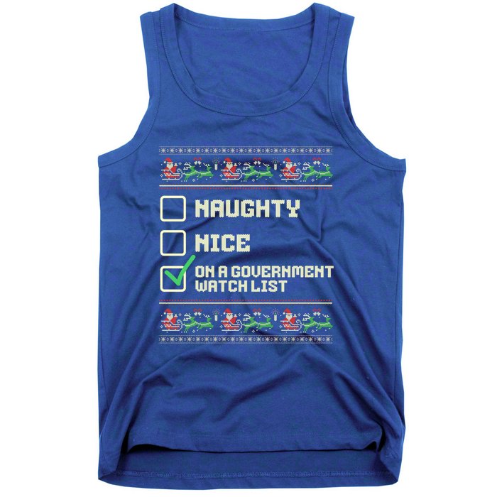 Funny Naughty Nice On A Governt Watch List Christmas Xmas Cute Gift Tank Top