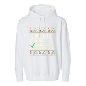 Funny Naughty Nice On A Governt Watch List Christmas Xmas Cute Gift Garment-Dyed Fleece Hoodie