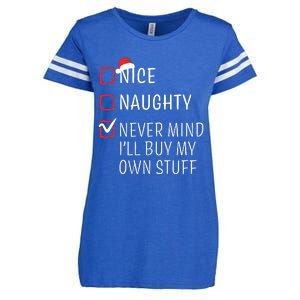 Funny Naughty Nice Christmas Family Pajama Enza Ladies Jersey Football T-Shirt