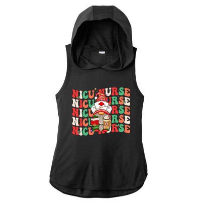 Festive NICU Nurse Christmas Gnome Ladies PosiCharge Tri-Blend Wicking Draft Hoodie Tank