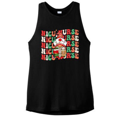 Festive NICU Nurse Christmas Gnome Ladies PosiCharge Tri-Blend Wicking Tank