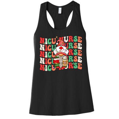 Festive NICU Nurse Christmas Gnome Women's Racerback Tank