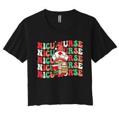 Festive NICU Nurse Christmas Gnome Women's Crop Top Tee