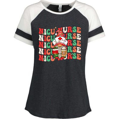 Festive NICU Nurse Christmas Gnome Enza Ladies Jersey Colorblock Tee