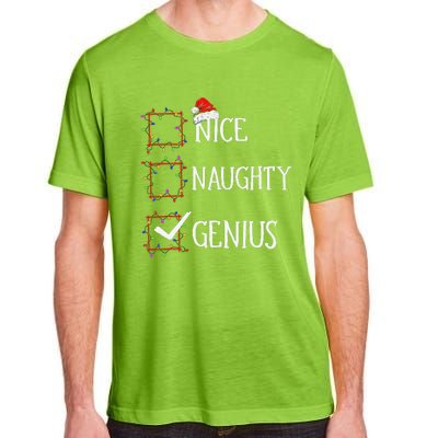 Funny Nice Naughty Genius Christmas List Xmas Santa Claus Adult ChromaSoft Performance T-Shirt