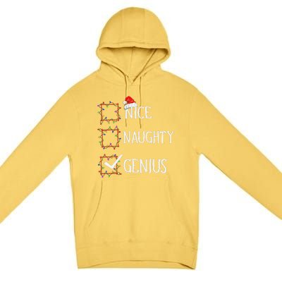 Funny Nice Naughty Genius Christmas List Xmas Santa Claus Premium Pullover Hoodie