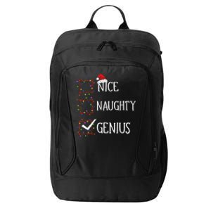 Funny Nice Naughty Genius Christmas List Xmas Santa Claus City Backpack