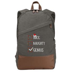 Funny Nice Naughty Genius Christmas List Xmas Santa Claus Cotton Canvas Backpack