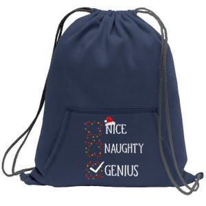 Funny Nice Naughty Genius Christmas List Xmas Santa Claus Sweatshirt Cinch Pack Bag