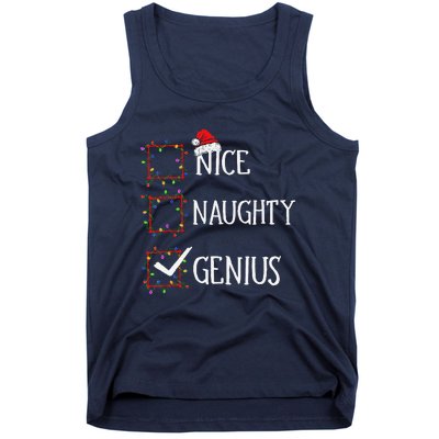 Funny Nice Naughty Genius Christmas List Xmas Santa Claus Tank Top