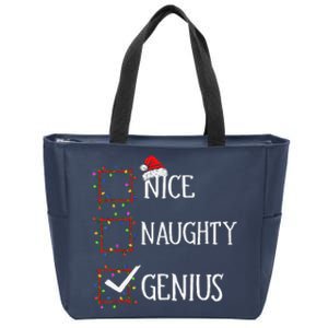 Funny Nice Naughty Genius Christmas List Xmas Santa Claus Zip Tote Bag