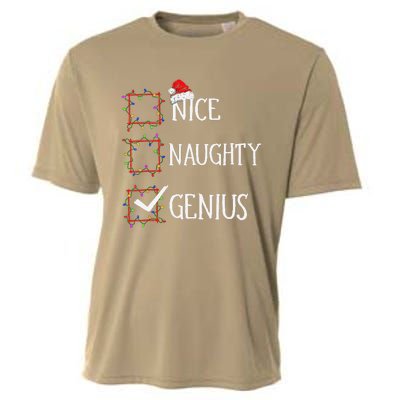 Funny Nice Naughty Genius Christmas List Xmas Santa Claus Cooling Performance Crew T-Shirt