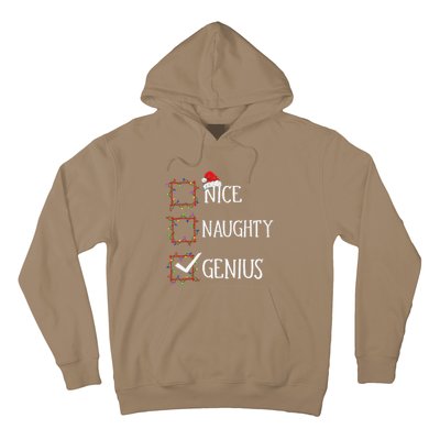 Funny Nice Naughty Genius Christmas List Xmas Santa Claus Hoodie