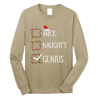 Funny Nice Naughty Genius Christmas List Xmas Santa Claus Long Sleeve Shirt