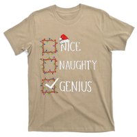 Funny Nice Naughty Genius Christmas List Xmas Santa Claus T-Shirt