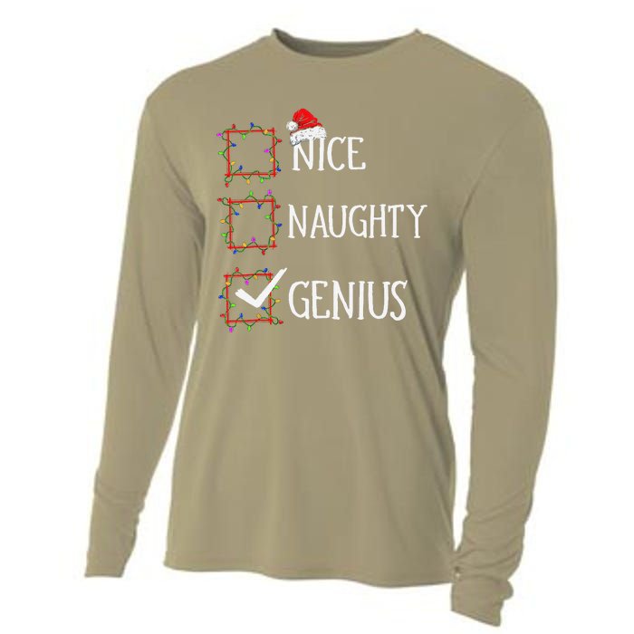 Funny Nice Naughty Genius Christmas List Xmas Santa Claus Cooling Performance Long Sleeve Crew