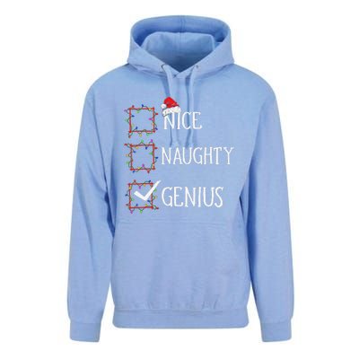 Funny Nice Naughty Genius Christmas List Xmas Santa Claus Unisex Surf Hoodie