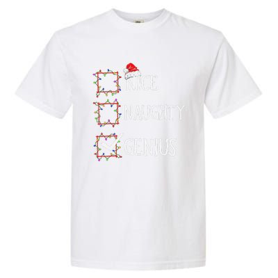 Funny Nice Naughty Genius Christmas List Xmas Santa Claus Garment-Dyed Heavyweight T-Shirt