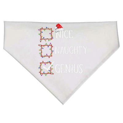 Funny Nice Naughty Genius Christmas List Xmas Santa Claus USA-Made Doggie Bandana