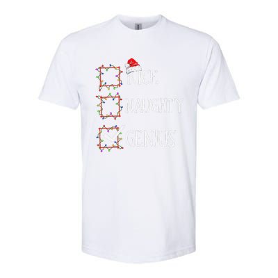 Funny Nice Naughty Genius Christmas List Xmas Santa Claus Softstyle CVC T-Shirt