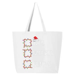 Funny Nice Naughty Genius Christmas List Xmas Santa Claus 25L Jumbo Tote